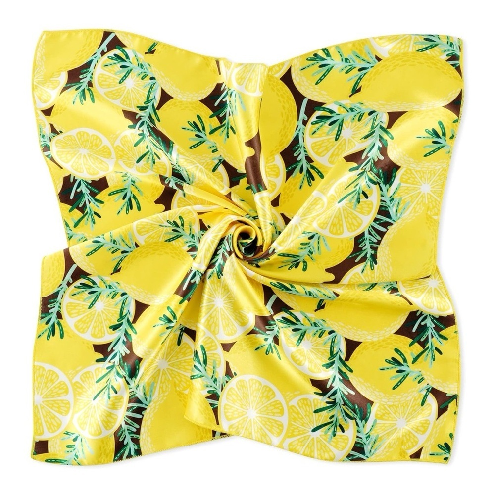 🌹Lemon Hair Scarf Tie. Neckerchief Yellow Headband. Purse Scarf. 21" X 21".
